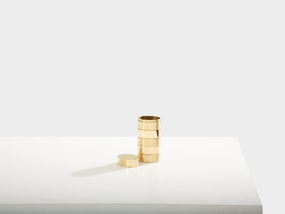 Image 1 of Gabriella Crespi brushed and polished brass box signed 1970  