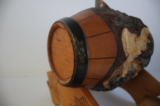 Image 1 of Botte e calici in legno intagliati a mano, anni '50.