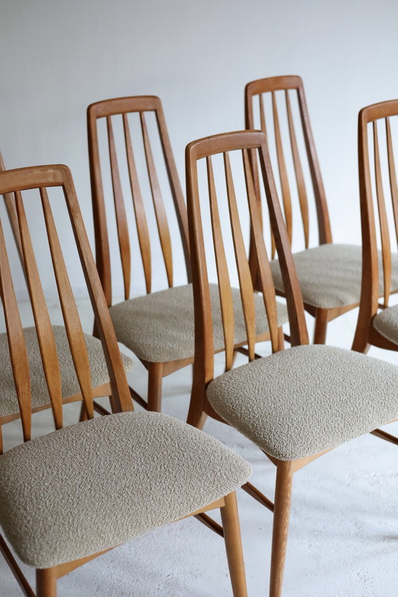 Set di 6 sedie da pranzo vintage modello ‘Eva’ Niels Koefoed anni '60, Legno, Tessile, Verde (foto 3 di 9)