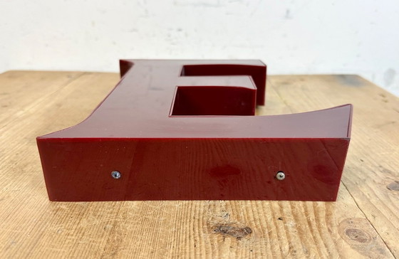 Image 1 of Vintage Dark Red Illuminated Letter E , 1980s