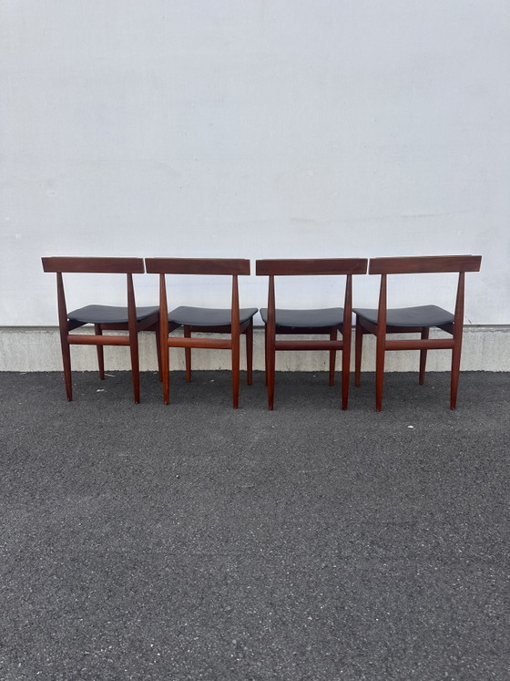 Image 1 of Set van 4 Scandinavische teakhouten stoelen van Hans Olsen voor Frem Røjle – Denemarken, jaren 60