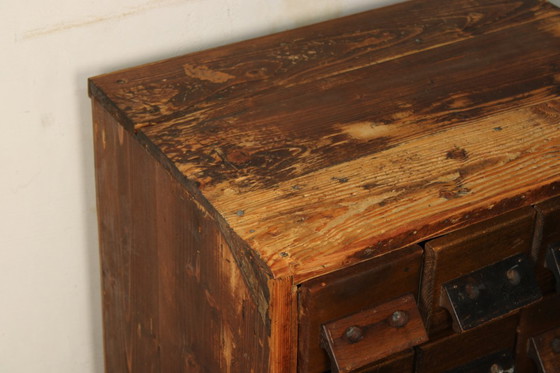 Image 1 of Antique wooden apothecary cabinet – card and drawer cabinet, Europe circa 1900, original vintage furniture