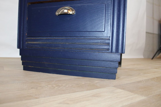 Image 1 of Art Deco middernachtblauwe ladekast, jaren 50 Frankrijk