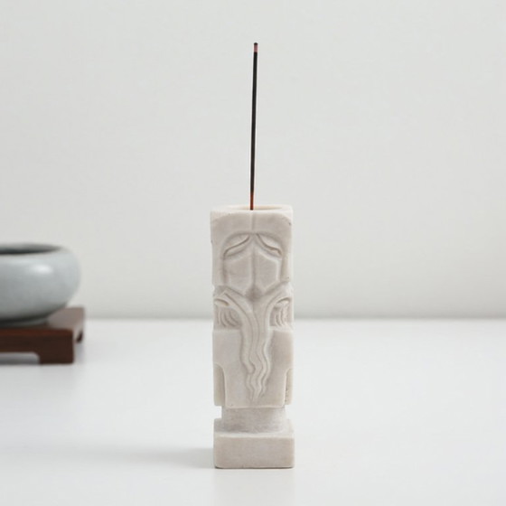 Image 1 of Torre in pietra ollare cinese intagliata a mano – Portacandele e incenso unici