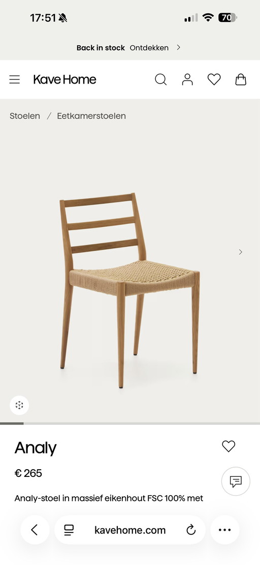 6 eetkamerstoelen van kave home