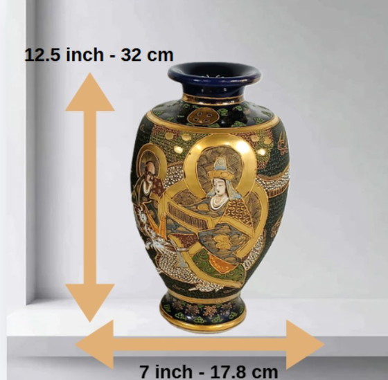 Image 1 of Paar Satsuma Meiji-Vasen, signiert Niiyama, 32 cm - mit offiziellem Wertgutachten.