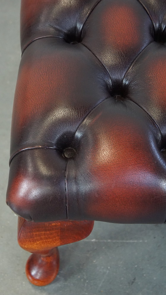 Image 1 of Beef Leather Square Chesterfield Hocker