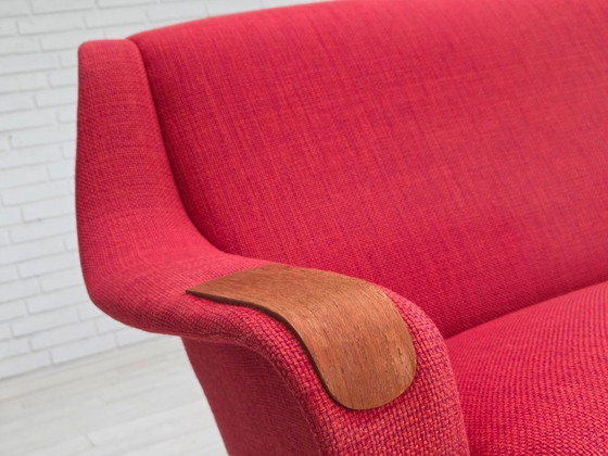 Image 1 of Dänisches 2-Sitzer-Sofa aus den 1970er Jahren, Möbelstoff, Teakholz.