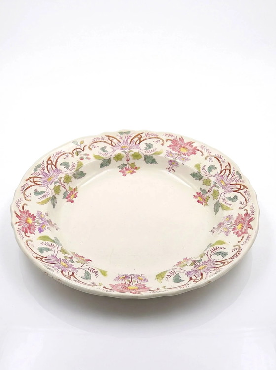 Antike Longchamp Servierschale mit polychromen Gänseblümchen, Eisenstein, 19. Jahrhundert. – Geschirr (photo 2 of 16)
