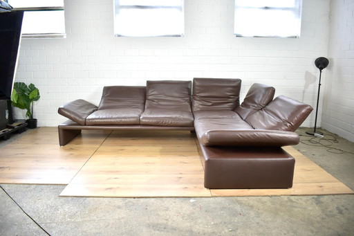 Koinor Ledersofa Raoul in braun mit verstellbaren Armlehnen und Rückenlehnen