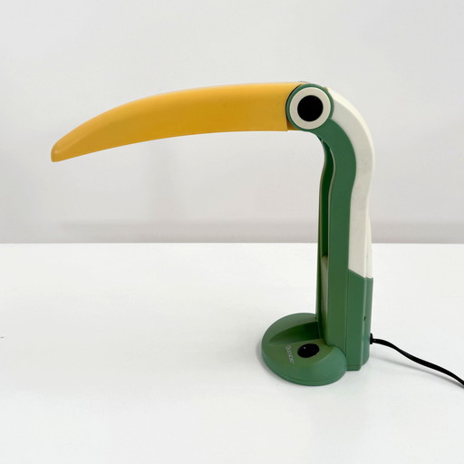 Sea Green & Yellow Toucan Lamp by H.T. Huang for Huanglite, 1980s