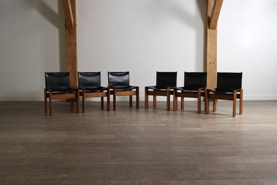 Image 1 of Juego de 6 sillas de comedor Monk diseñadas por Afra y Tobia Scarpa para Molteni, Italia, 1974.