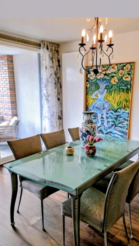 Image 1 of Mesa de comedor de cristal con 6 sillas.