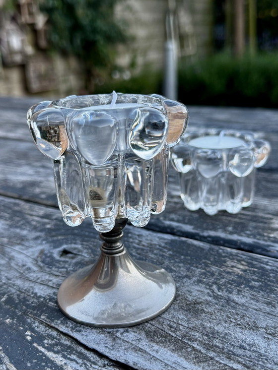 Image 1 of Set di candelabri in vetro vintage di Reims, Francia (anni '60)