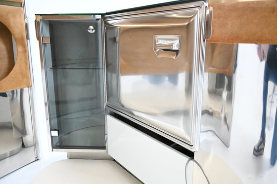 Image 1 of Set da bar con 2 sgabelli attribuito a Willy Rizzo, anni '70