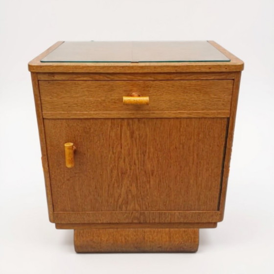 Image 1 of Nachtkastje ART DECO met glasplaat
