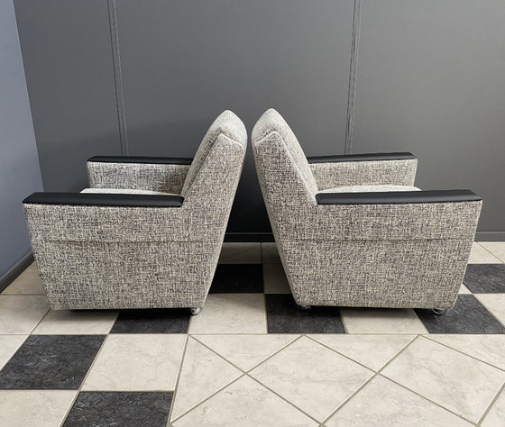 Image 1 of set of 2 grey relax chairs on castors 1970s