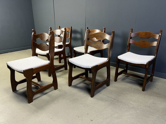 Image 1 of Vintage brutalistische eetkamerstoelen, set van 6 - jaren 60