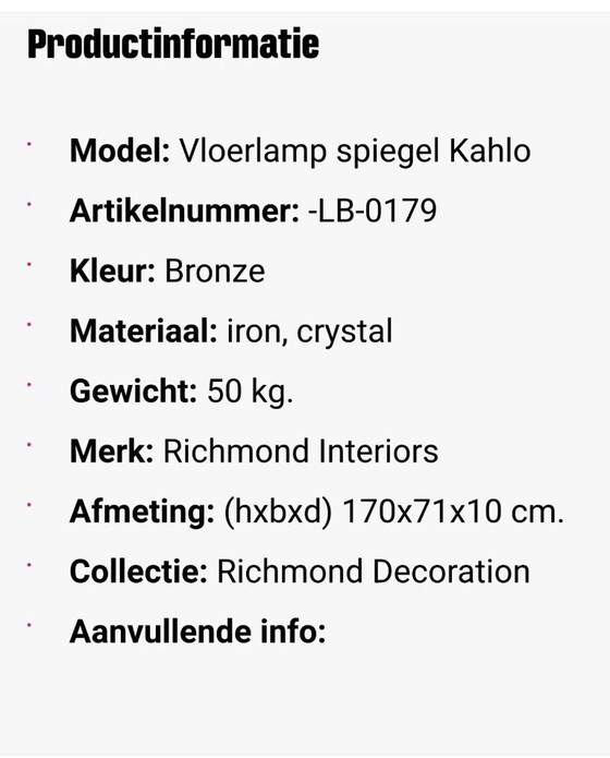 Image 1 of Specchio Richmond Kahlo con luce - Nuovo