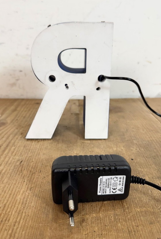 Image 1 of Vintage Blue Plastic Illuminated Letter R, 1970s