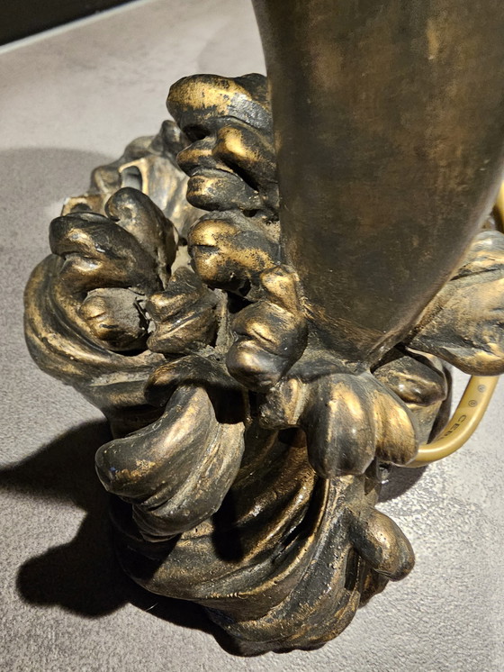 Image 1 of Art Deco dolphin lamp with glass shade