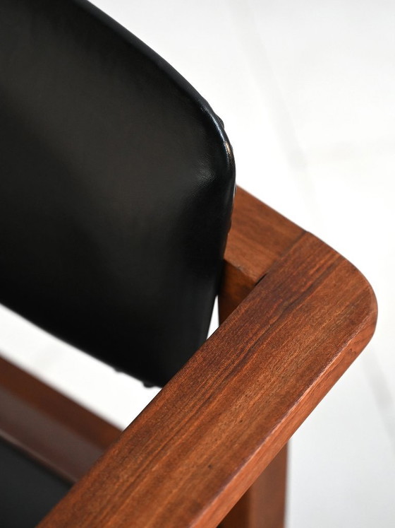 Image 1 of Teak and leather chairs, Denmark 1960s