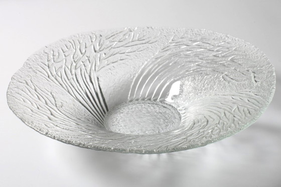 Image 1 of Mid-Century Finnish Glass Bowl / Large Forest Design Centerpiece
