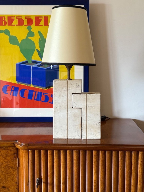 Image 1 of Lampada da tavolo scultorea in travertino della metà del secolo scorso, Giulio Cesari, Nucleo Sormani, Italia 1960