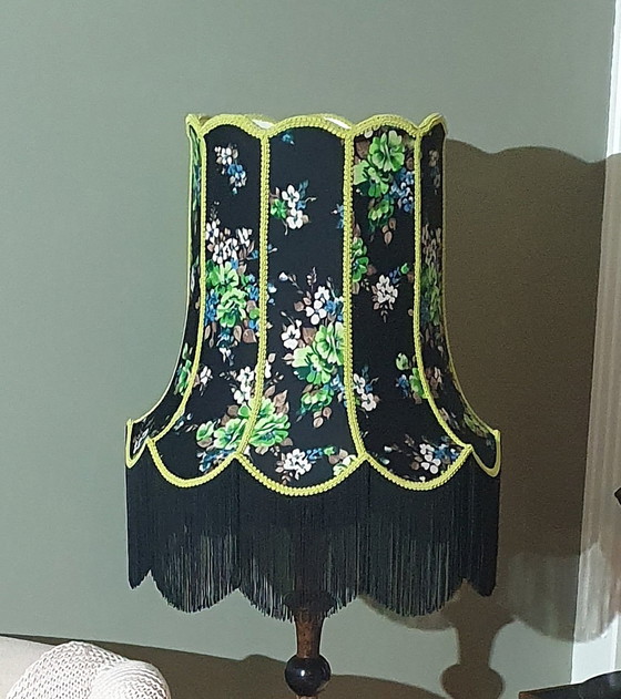 Image 1 of Bellissimo paralume e federa fatti a mano in tessuto vintage