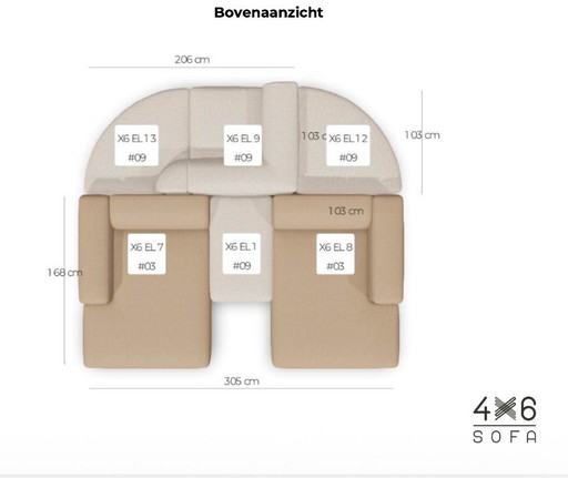 Divano modello 4x6 X6, divano dal design modulare
