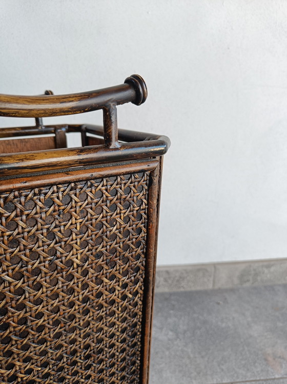 Image 1 of Vintage Style Umbrella Stand, Metal Frame with Vienna Straw Panels, 1980s