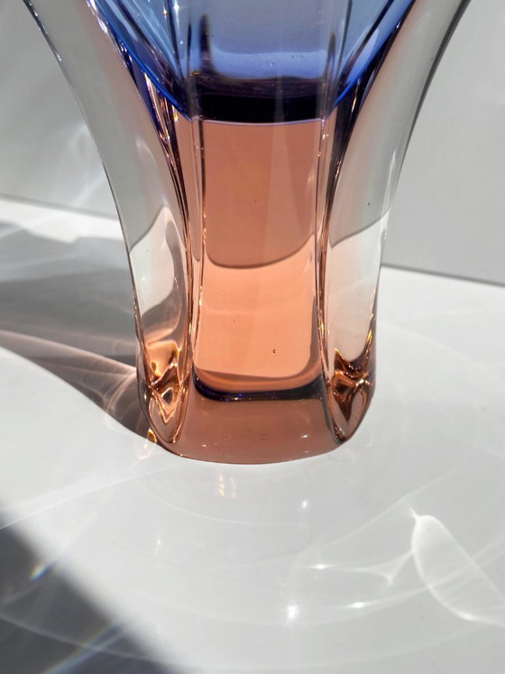 Josef Hospodka for Chřibská Vase, blue-pink Sommerso Art Glass, Czechoslovakia 1960s – Murano Glass (photo 4 of 5)