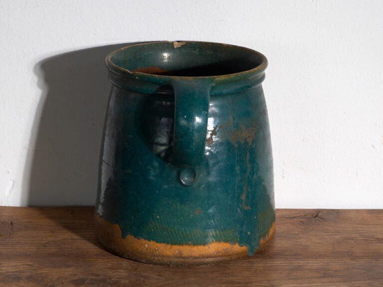 Antique folk glazed pottery pot – Central Europe, circa 1930 – Plant pot, Rustic (photo 19 of 40)