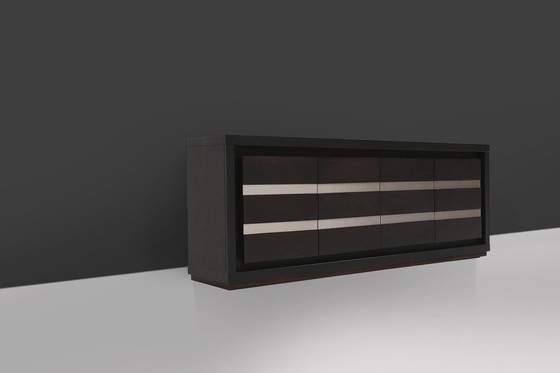 Image 1 of Brutalist Mid-century Belgian Black Oak Sideboard, Belgium 1970s