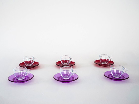 Image 1 of Set of glass cups, Italian design, 1970s, manufactured by Fratelli Guzzini
