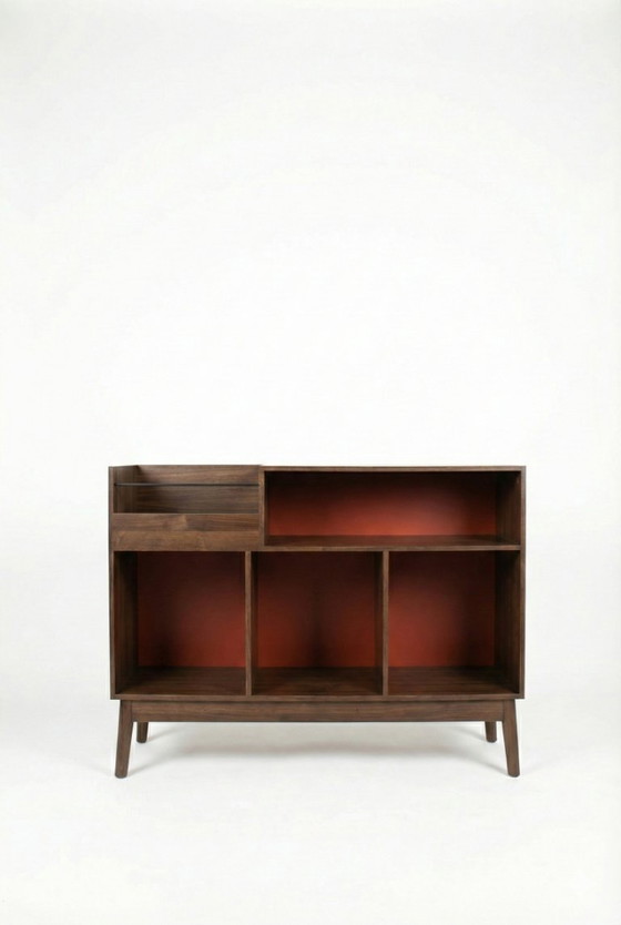 Image 1 of Mid-Century Modern Turntable & Vinyl Record Cabinet - Scandinavian Style