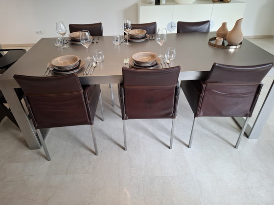 Image 1 of Mesa de comedor de diseño de acero inoxidable