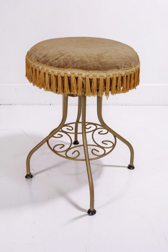 Image 1 of Vintage brass vanity table with stool
