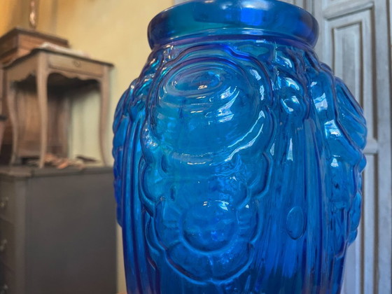Image 1 of Art Deco Vase 1930 Cobalt Blue French