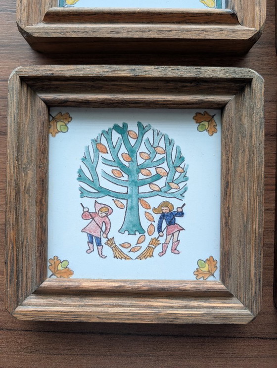 Westraven Ceramics (4 tiles) The Four Seasons – Wall decoration, Wood (photo 3 of 7)