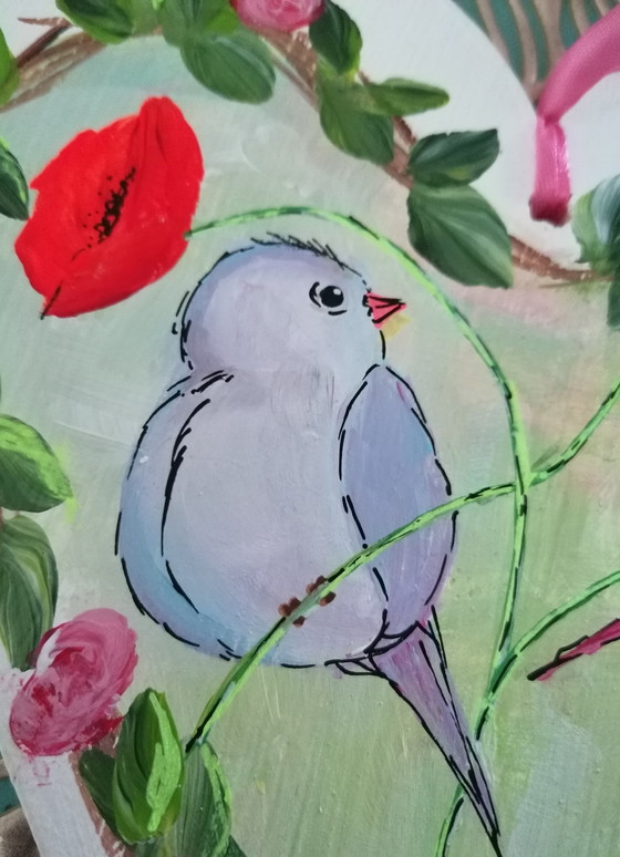 Image 1 of Coeur en bois peint à la main 