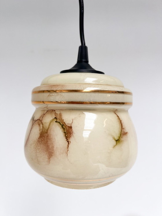 Set di 2 lampade da soffitto vintage con motivo marmorizzato, anni '60 – Lampade a sospensione, Glass (photo 3 of 9)