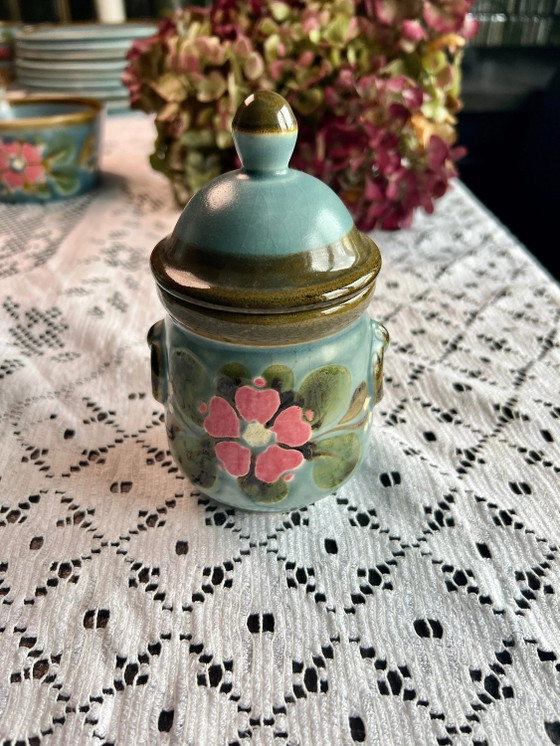 Vintage Marmalade Pot with Lid, SMF Schramberg Garmisch, Majolica, Hand-painted, Kiln-fired 1970 – Bowls (photo 5 of 5)