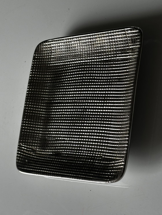 Image 1 of Tasca vuota vintage in ceramica e metallo anni '80 color argento