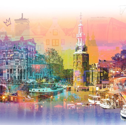 Couleurs d'Amsterdam - Oeuvre sur dibond - 73 x 73 cm