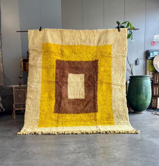 Luxuriöser marokkanischer Mrirt-Wollteppich 200 x 250 cm – Moderner handgefertigter Berberteppich – Wohnbereich