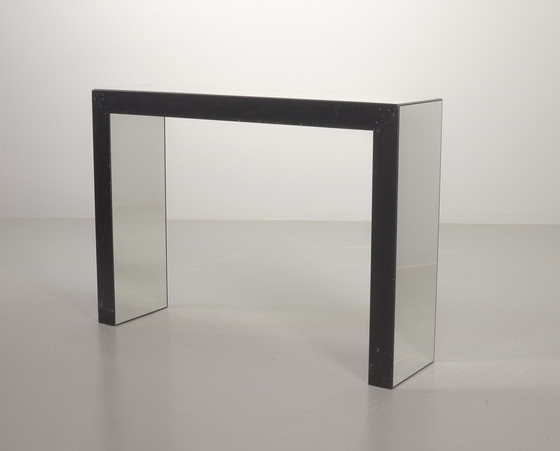 Image 1 of Exclusive Striking Minimalist Handmade Silver Mirror Console Table / Wall Art Object, 1980s
