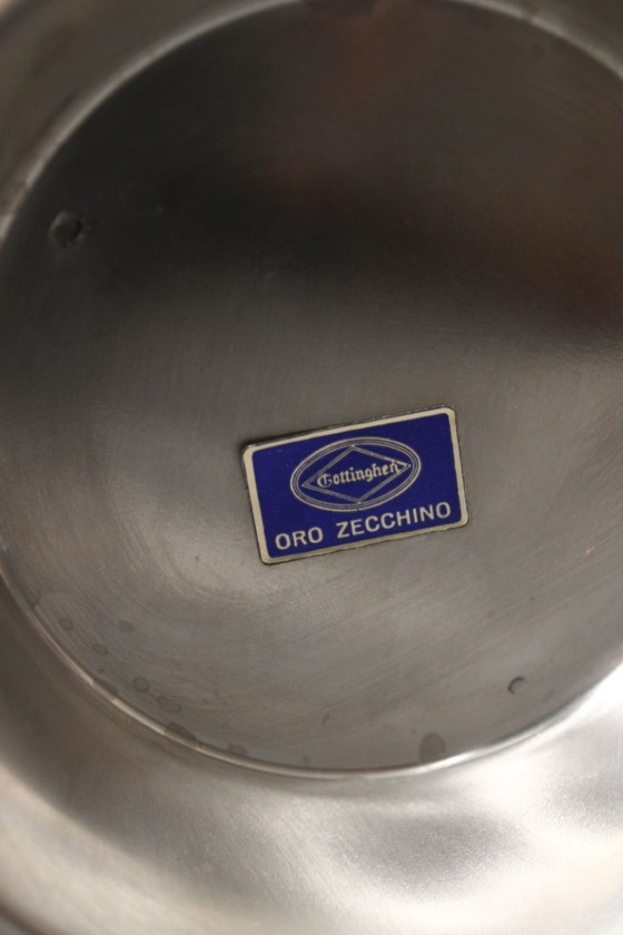 Image 1 of Secchiello per champagne vintage Gottinghen, acciaio inossidabile 18/10, placcato oro, design anni '80