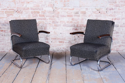 Paar restaurierter Bauhaus-Sessel, von Mücke-Melder, Buche, Chrom, Tschechien, 1930er Jahre – fauteuils (photo 2 of 11)