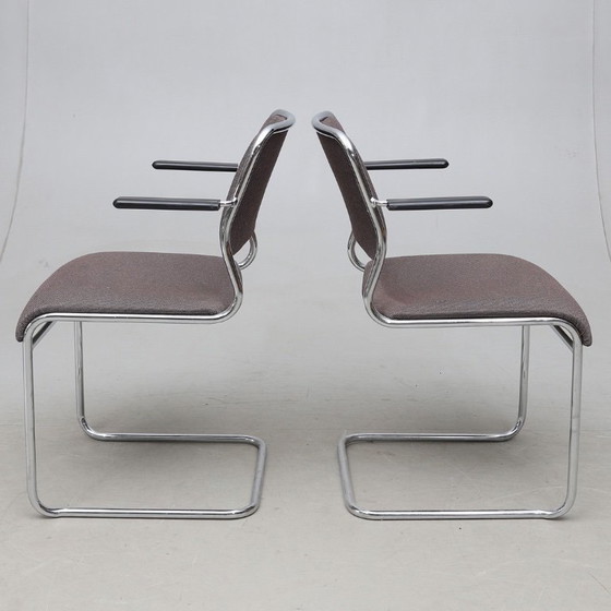 Image 1 of NKR Tranas — Steel Tube Chairs (Pair) — Swedish Modernist Seating — Second Half of the 20th Century